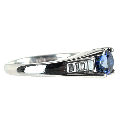 【中古】PT900 SAPPHIRE サファイア 非加熱サファイア リング S1.04ct D0.26ct 6g GIA 産地証明鑑別書