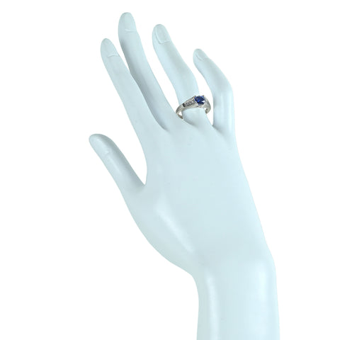 【中古】PT900 SAPPHIRE サファイア 非加熱サファイア リング S1.04ct D0.26ct 6g GIA 産地証明鑑別書