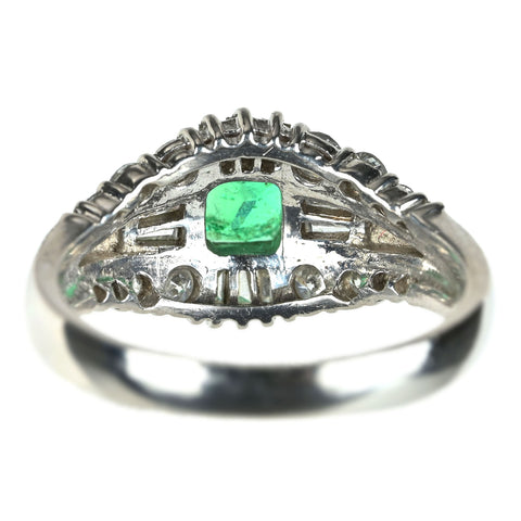 【中古】PT900 EMERALD エメラルド リング E0.53ct D0.68ct 5.8g