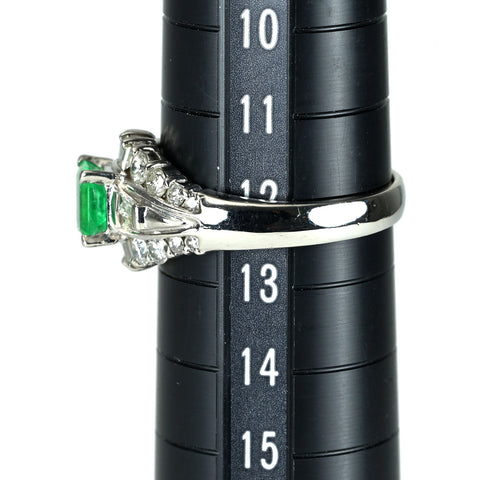 【中古】PT900 EMERALD エメラルド リング E0.53ct D0.68ct 5.8g