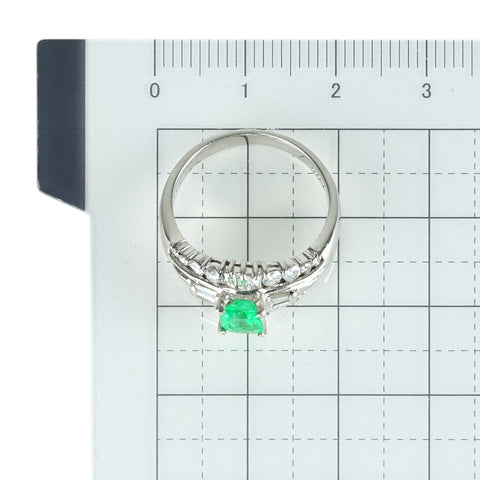 【中古】PT900 EMERALD エメラルド リング E0.53ct D0.68ct 5.8g