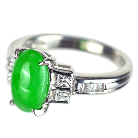 【中古】PT900 JADEITE ヒスイリング J2.27ct D0.41ct GGSソーティング付き 6.3g #9.5