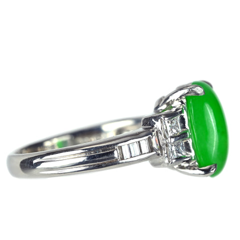 【中古】PT900 JADEITE ヒスイリング J2.27ct D0.41ct GGSソーティング付き 6.3g #9.5