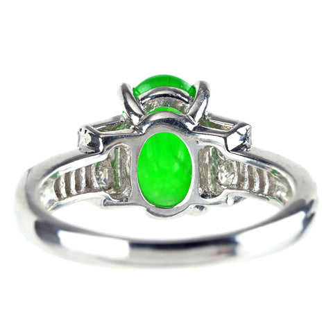 【中古】PT900 JADEITE ヒスイリング J2.27ct D0.41ct GGSソーティング付き 6.3g #9.5