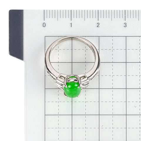 【中古】PT900 JADEITE ヒスイリング J2.27ct D0.41ct GGSソーティング付き 6.3g #9.5
