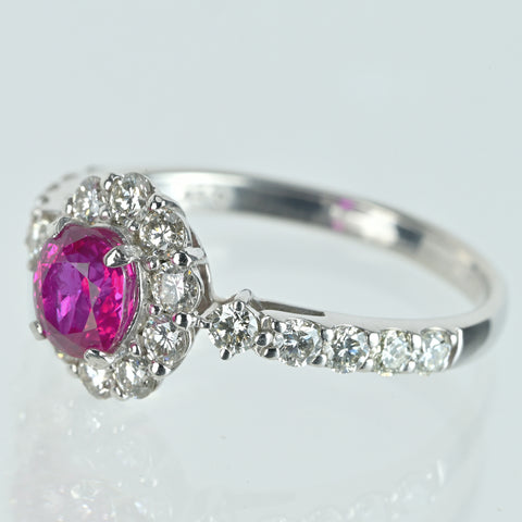 【中古】PT950 RUBY ビルマ産非加熱ルビーリング R0.77ct D0.70ct GIA鑑別書付き 3.1g #11