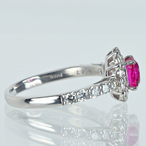 【中古】PT950 RUBY ビルマ産非加熱ルビーリング R0.77ct D0.70ct GIA鑑別書付き 3.1g #11