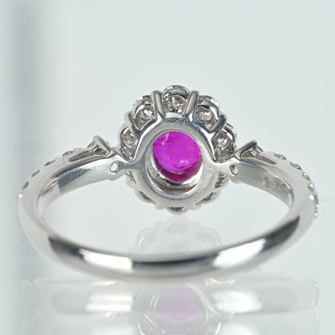 【中古】PT950 RUBY ビルマ産非加熱ルビーリング R0.77ct D0.70ct GIA鑑別書付き 3.1g #11