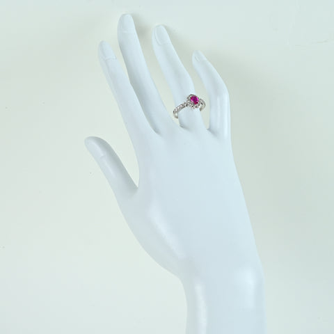 【中古】PT950 RUBY ビルマ産非加熱ルビーリング R0.77ct D0.70ct GIA鑑別書付き 3.1g #11
