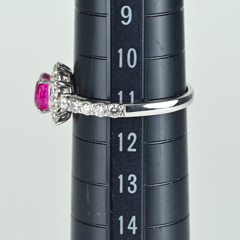 【中古】PT950 RUBY ビルマ産非加熱ルビーリング R0.77ct D0.70ct GIA鑑別書付き 3.1g #11