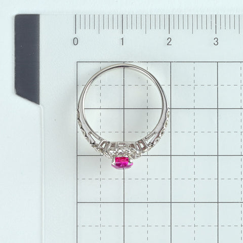 【中古】PT950 RUBY ビルマ産非加熱ルビーリング R0.77ct D0.70ct GIA鑑別書付き 3.1g #11