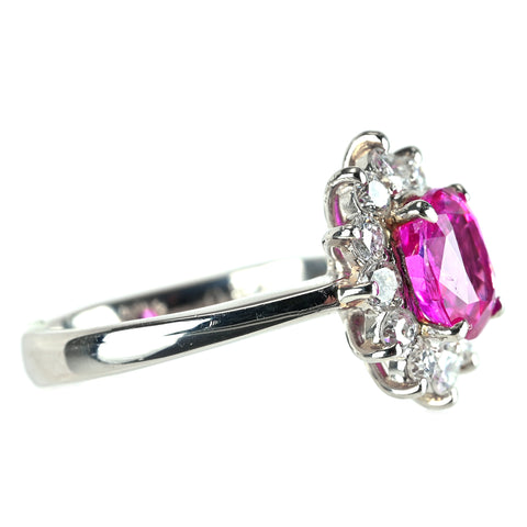 【中古】Pt900 ビルマ産非加熱ルビーリング R2.09ct D0.80ct GIA産地証明付き 鑑別書 6.9g #12