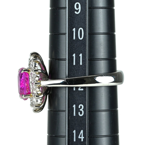 【中古】Pt900 ビルマ産非加熱ルビーリング R2.09ct D0.80ct GIA産地証明付き 鑑別書 6.9g #12