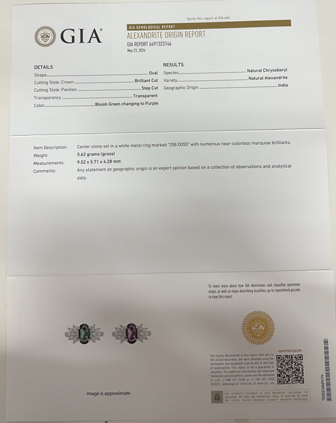 【中古】PT900 ALEXANDRITE アレキサンドライト リング A2.58ct D0.50ct 5.5g GIA