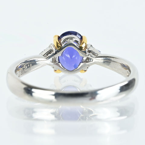 【中古】PT900/K18YG SAPPHIRミャンマー産非加熱サファイアリング S1.232ct D0.12ct GIA鑑別書 4.8g #14