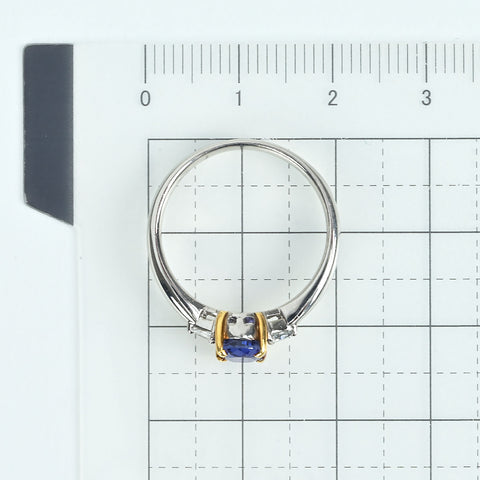 【中古】PT900/K18YG SAPPHIRミャンマー産非加熱サファイアリング S1.232ct D0.12ct GIA鑑別書 4.8g #14