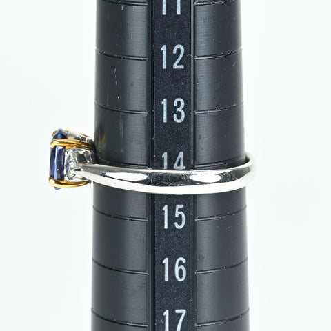【中古】PT900/K18YG SAPPHIRミャンマー産非加熱サファイアリング S1.232ct D0.12ct GIA鑑別書 4.8g #14