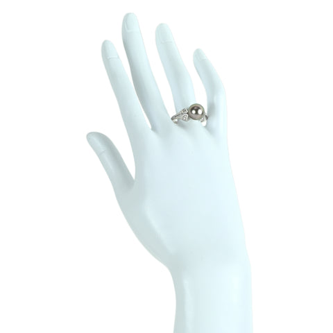 【中古】MIKIMOTO ミキモト Pt900 PEARL 黒蝶パールリング 10.0mm D0.22ct 6.3g #16