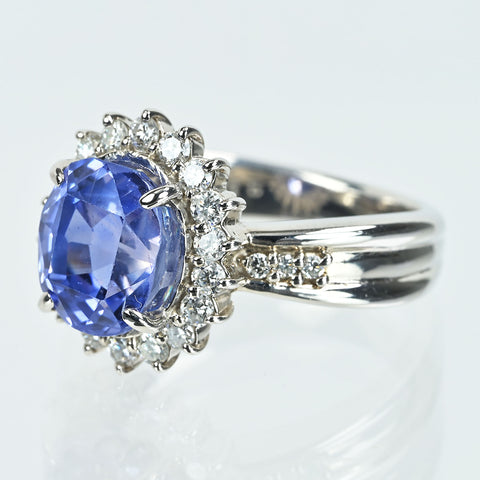 【中古】PT900 SAPPHIREサファイアリング S3.115ct D0.39ct 日宝協ソ 7.4g #7