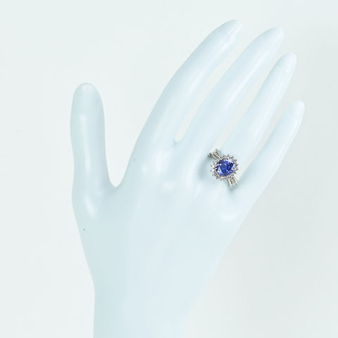 【中古】PT900 SAPPHIREサファイアリング S3.115ct D0.39ct 日宝協ソ 7.4g #7