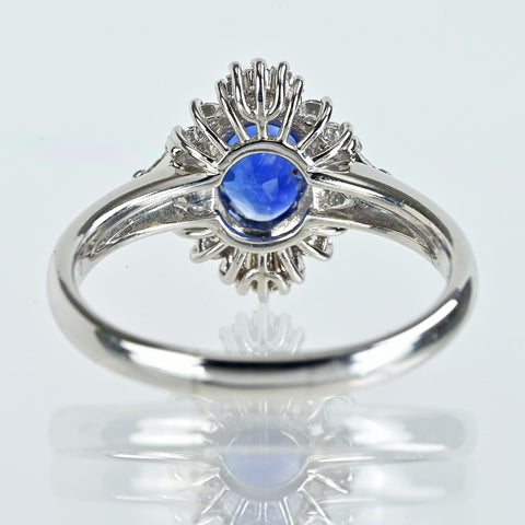 【中古】PT900 SAPPHIRE非加熱サファイアリング S1.118ct D0.41ct 日宝協ソ 6.0g #17