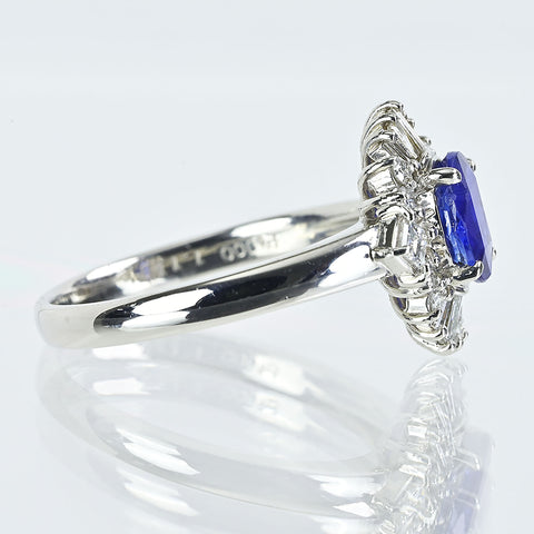 【中古】PT900 SAPPHIRE非加熱サファイアリング S1.118ct D0.41ct 日宝協ソ 6.0g #17