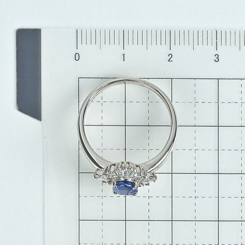 【中古】PT900 SAPPHIRE非加熱サファイアリング S1.118ct D0.41ct 日宝協ソ 6.0g #17