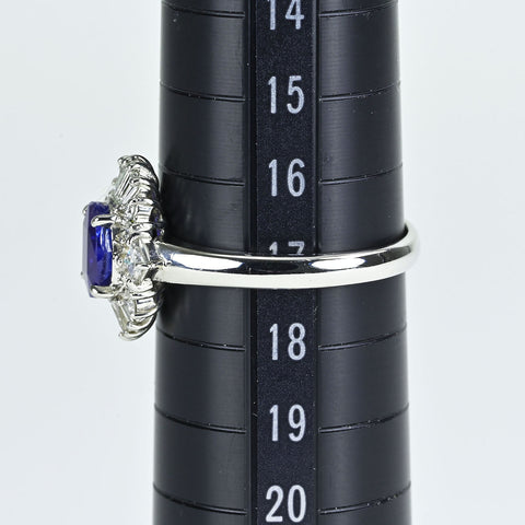 【中古】PT900 SAPPHIRE非加熱サファイアリング S1.118ct D0.41ct 日宝協ソ 6.0g #17