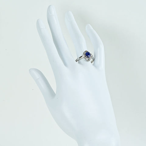 【中古】PT900 SAPPHIRE非加熱サファイアリング S1.118ct D0.41ct 日宝協ソ 6.0g #17