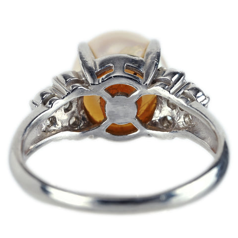【中古】PT900 AKOYA PEARL アコヤパールリング 9.2mm D 0.26ct 6.2g #13.5