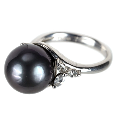 【中古】PT900 tahiti Pearl タヒチパールリング 10.7mm D0.23ct 6.8g #8