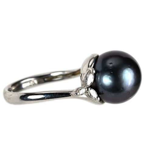 【中古】PT900 tahiti Pearl タヒチパールリング 10.7mm D0.23ct 6.8g #8
