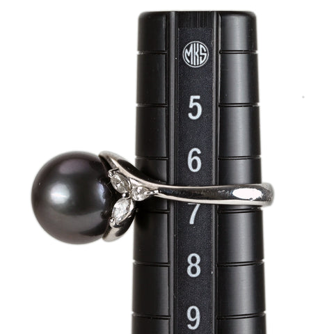 【中古】PT900 tahiti Pearl タヒチパールリング 10.7mm D0.23ct 6.8g #8
