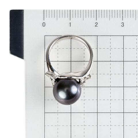 【中古】PT900 tahiti Pearl タヒチパールリング 10.7mm D0.23ct 6.8g #8