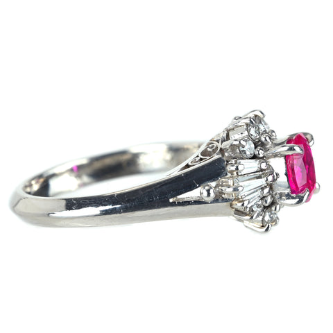 【中古】PT900 RUBY ルビーリング R0.56ct D0.30ct 5.8g #8