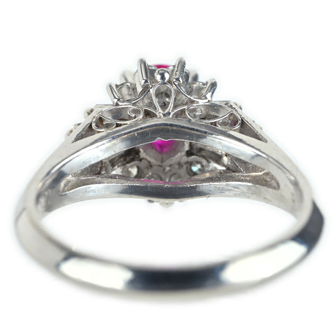 【中古】PT900 RUBY ルビーリング R0.56ct D0.30ct 5.8g #8