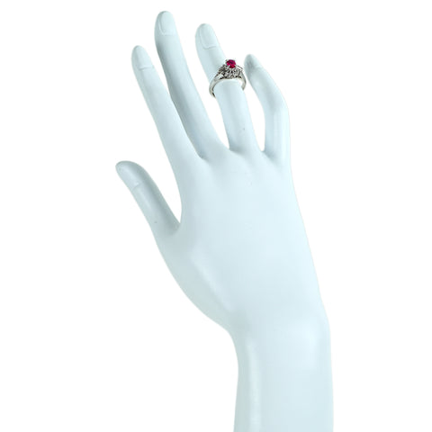 【中古】PT900 RUBY ルビーリング R0.56ct D0.30ct 5.8g #8