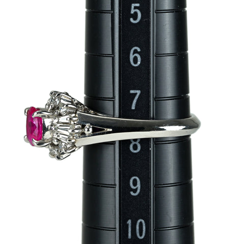 【中古】PT900 RUBY ルビーリング R0.56ct D0.30ct 5.8g #8