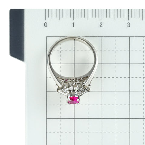 【中古】PT900 RUBY ルビーリング R0.56ct D0.30ct 5.8g #8