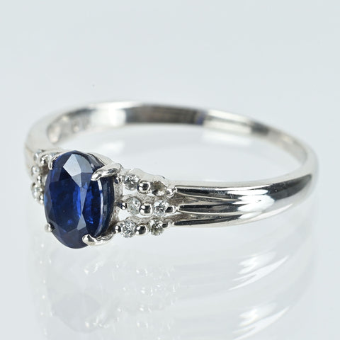 【中古】PT900 SAPPHIREサファイアリング S0.932ct D0.07ct 2.9g #13
