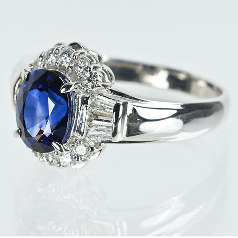 【中古】PT900 SAPPHIREサファイアリング S1.66ct D0.39ct 6.3g #15