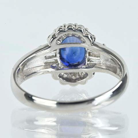 【中古】PT900 SAPPHIREサファイアリング S1.66ct D0.39ct 6.3g #15