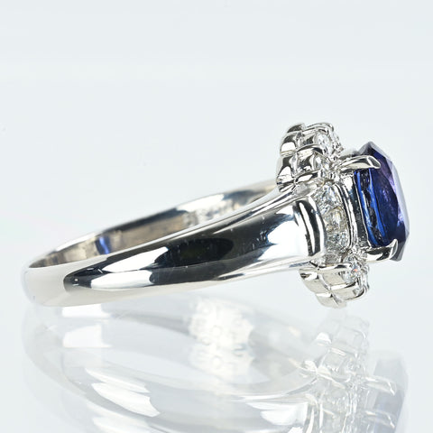 【中古】PT900 SAPPHIREサファイアリング S1.66ct D0.39ct 6.3g #15