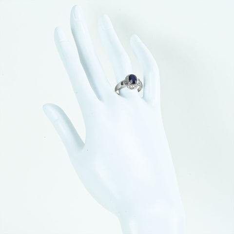 【中古】PT900 SAPPHIREサファイアリング S1.66ct D0.39ct 6.3g #15