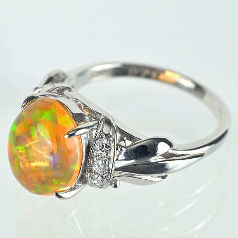 【中古】PT900 MEXICO OPAL メキシコオパールリング MO2.73ct D6p 5.8g #10.5