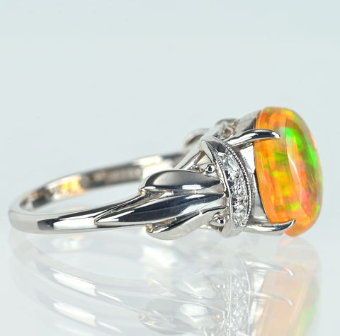 【中古】PT900 MEXICO OPAL メキシコオパールリング MO2.73ct D6p 5.8g #10.5