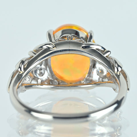 【中古】PT900 MEXICO OPAL メキシコオパールリング MO2.73ct D6p 5.8g #10.5