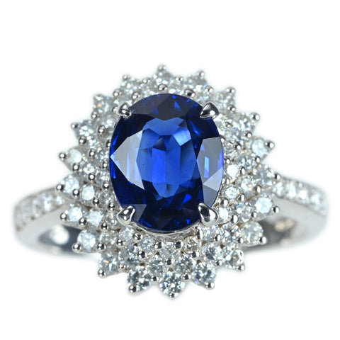 【中古】K18WG SAPPHIRE サファイアリング 2.24ct D0.82ct 4.7g #14