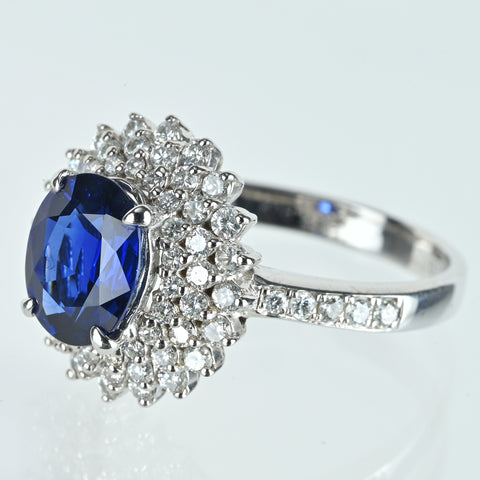 【中古】K18WG SAPPHIRE サファイアリング 2.24ct D0.82ct 4.7g #14