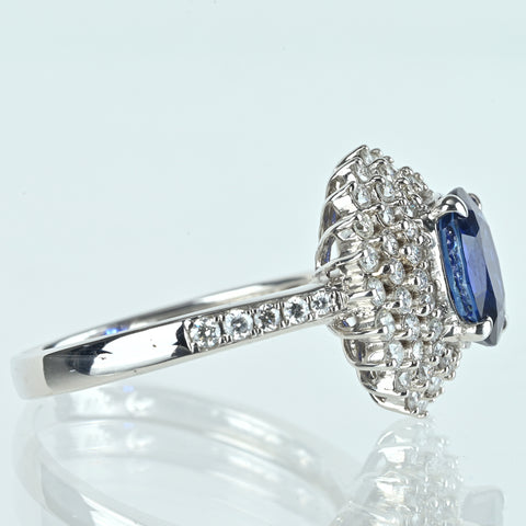 【中古】K18WG SAPPHIRE サファイアリング 2.24ct D0.82ct 4.7g #14